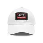 Skinny Joey leather patch dad hat in white and black patch, Philadelphia streetwear