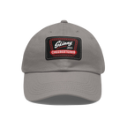 Skinny Joey leather patch dad hat in grey and black patch, The Skinny with Joey Merlino podcast merch