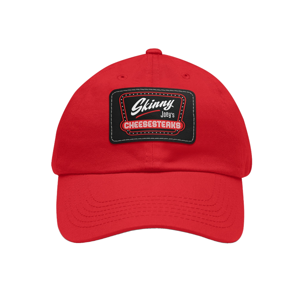 Skinny Joey leather patch dad hat, Skinny Joey's Cheesesteaks apparel