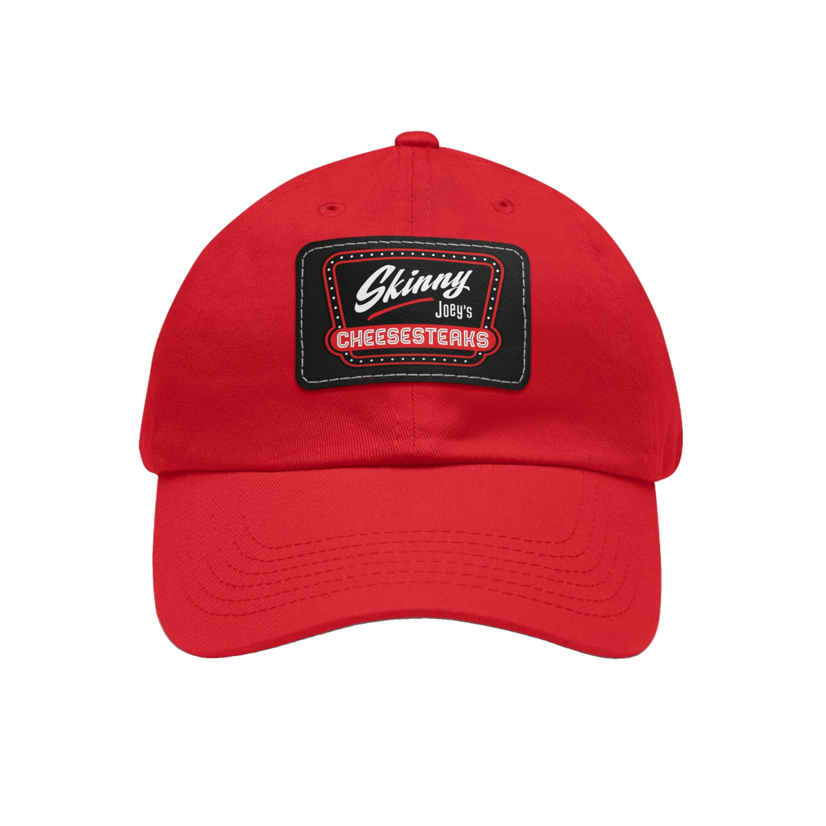 Skinny Joey leather patch dad hat, Skinny Joey's Cheesesteaks apparel