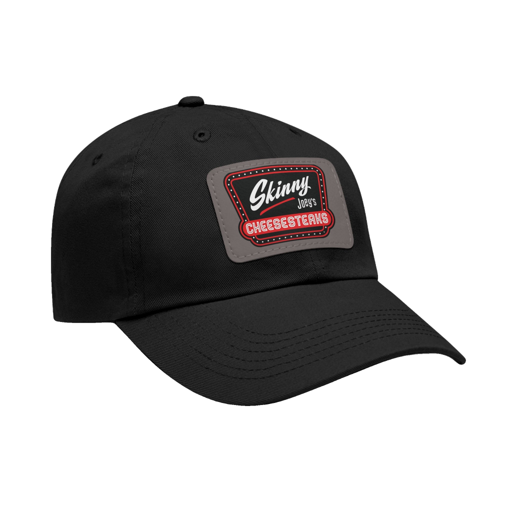 Skinny Joey leather patch dad hat, The Skinny with Joey Merlino podcast merch