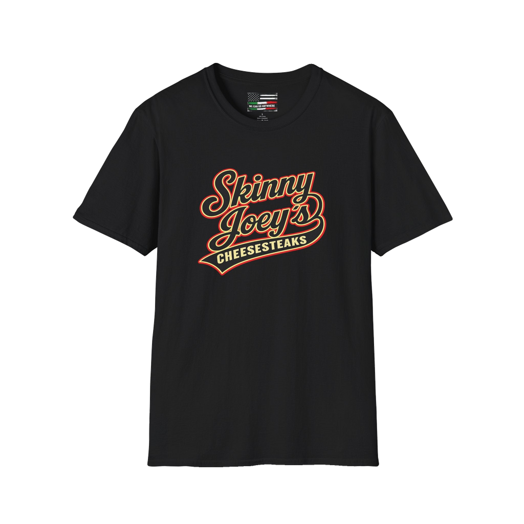 Skinny Joey's retro logo graphic tee in black, Philly culture apparel