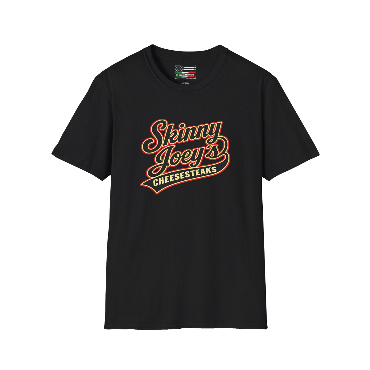 Skinny Joey's retro logo graphic tee in black, Philly culture apparel