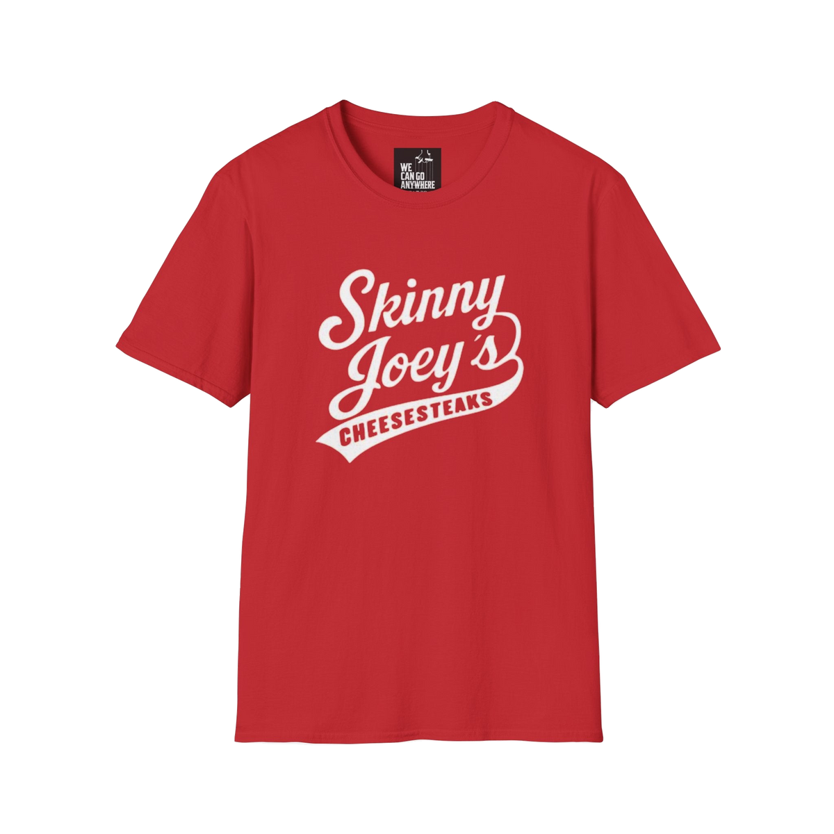 Skinny Joey's retro logo graphic tee in red, South Philly streetwear