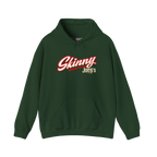 Skinny Joey's retro script logo hoodie in forest green, South Philly streetwear