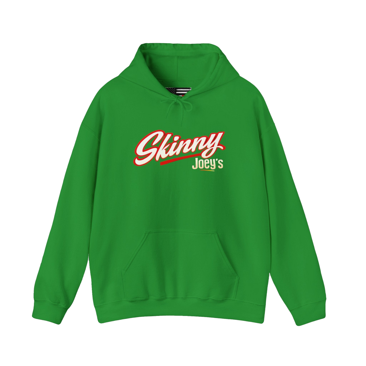 Skinny Joey's retro script logo hoodie in Irish green, Philadelphia streetwear