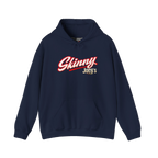 Skinny Joey's retro script logo hoodie in navy, Skinny Joey's Cheesesteaks apparel