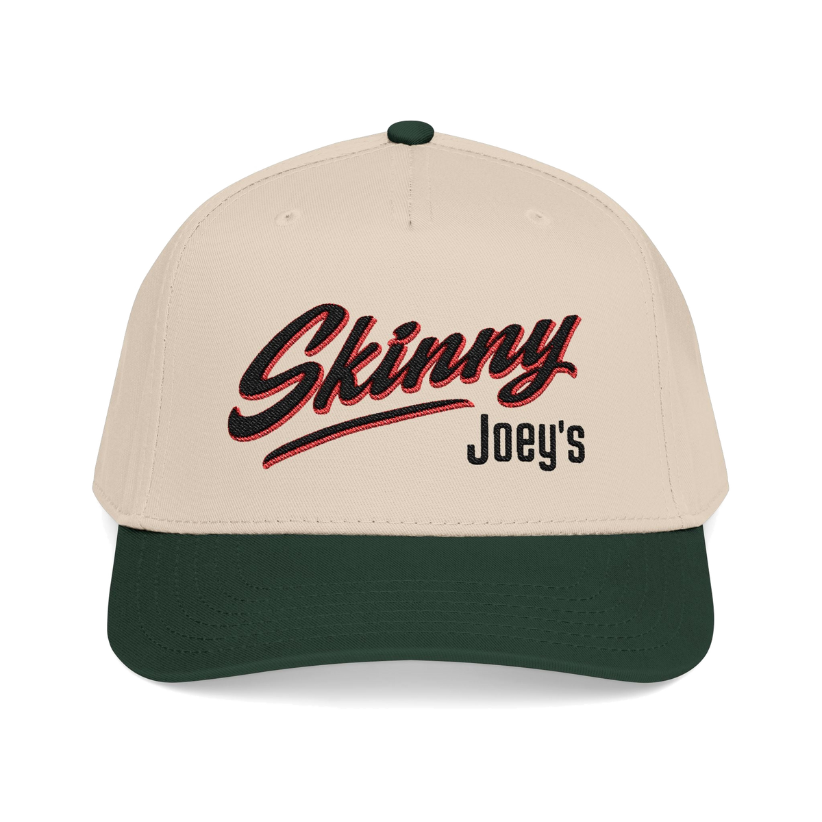 Joey Merlino logo mid-profile snapback in dark green and natural, Philadelphia streetwear