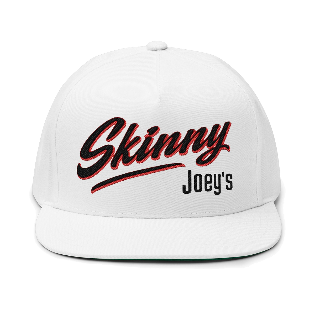 Skinny Joey's classic edition flat bill cap in white, Philadelphia streetwear