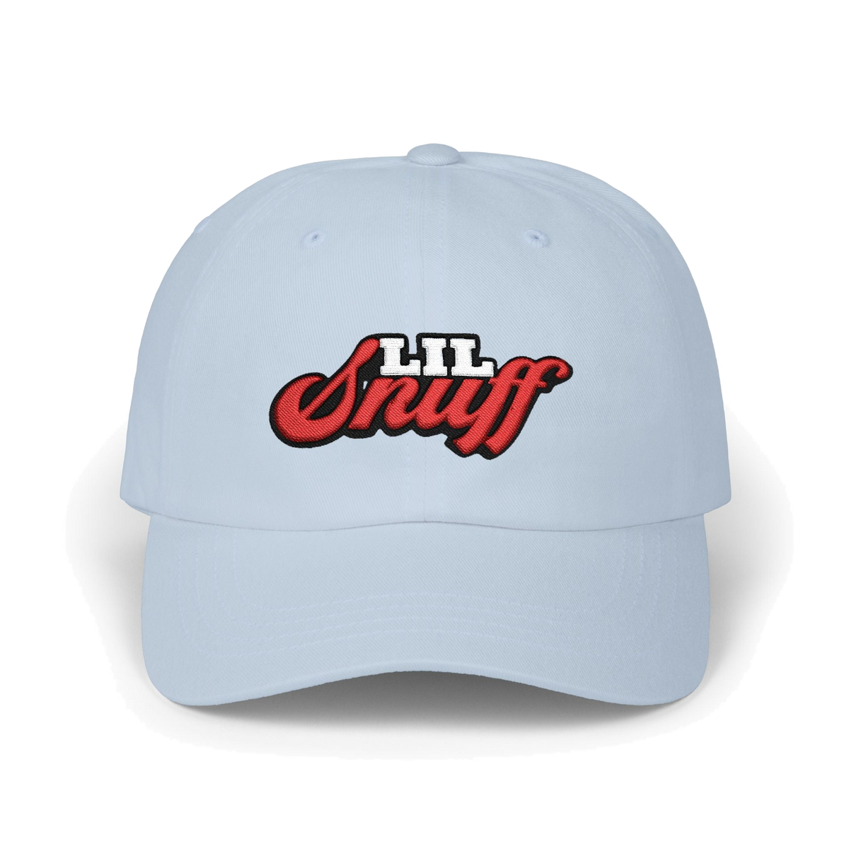 Lil Snuff dad cap in light blue, Philly culture apparel