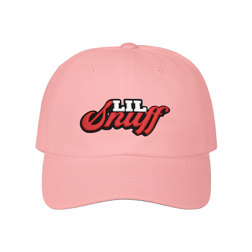 Lil Snuff dad cap in pink, Skinny Joey's Cheesesteaks apparel