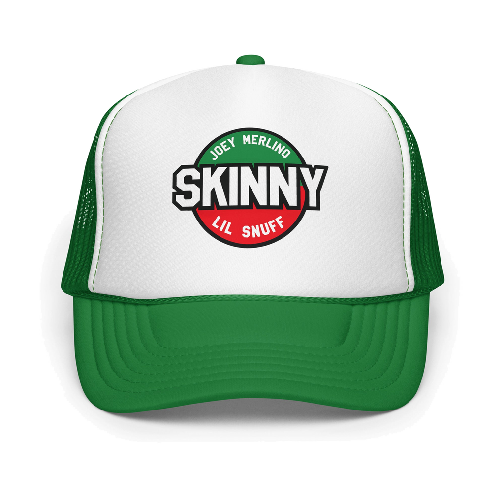 Skinny Joey foam trucker hat, front view, South Philly streetwear