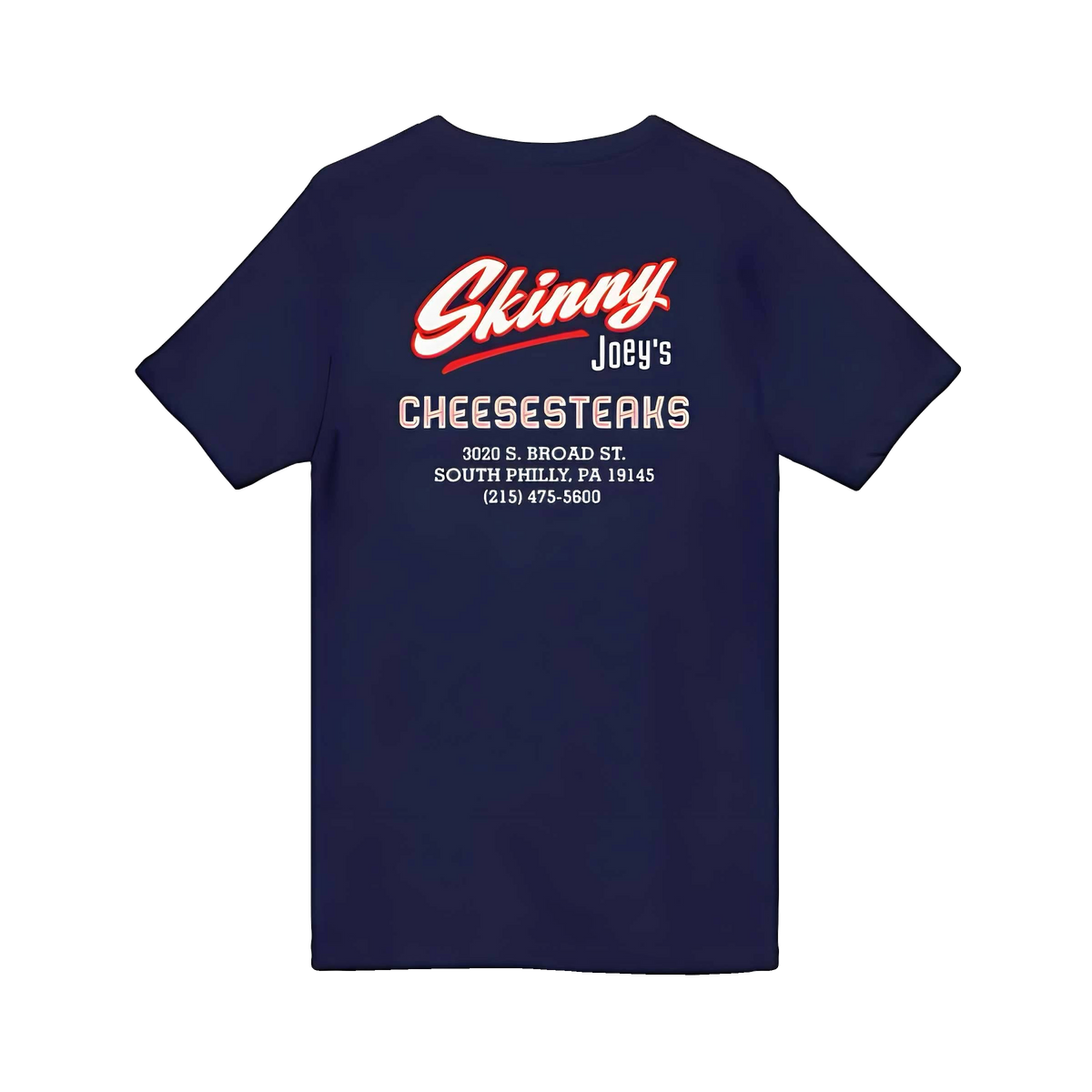 Skinny Joey's Cheesesteaks v-neck tee, The Skinny with Joey Merlino podcast merch