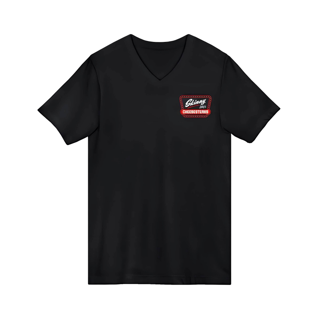 Skinny Joey's Cheesesteaks v-neck tee, Philly culture apparel