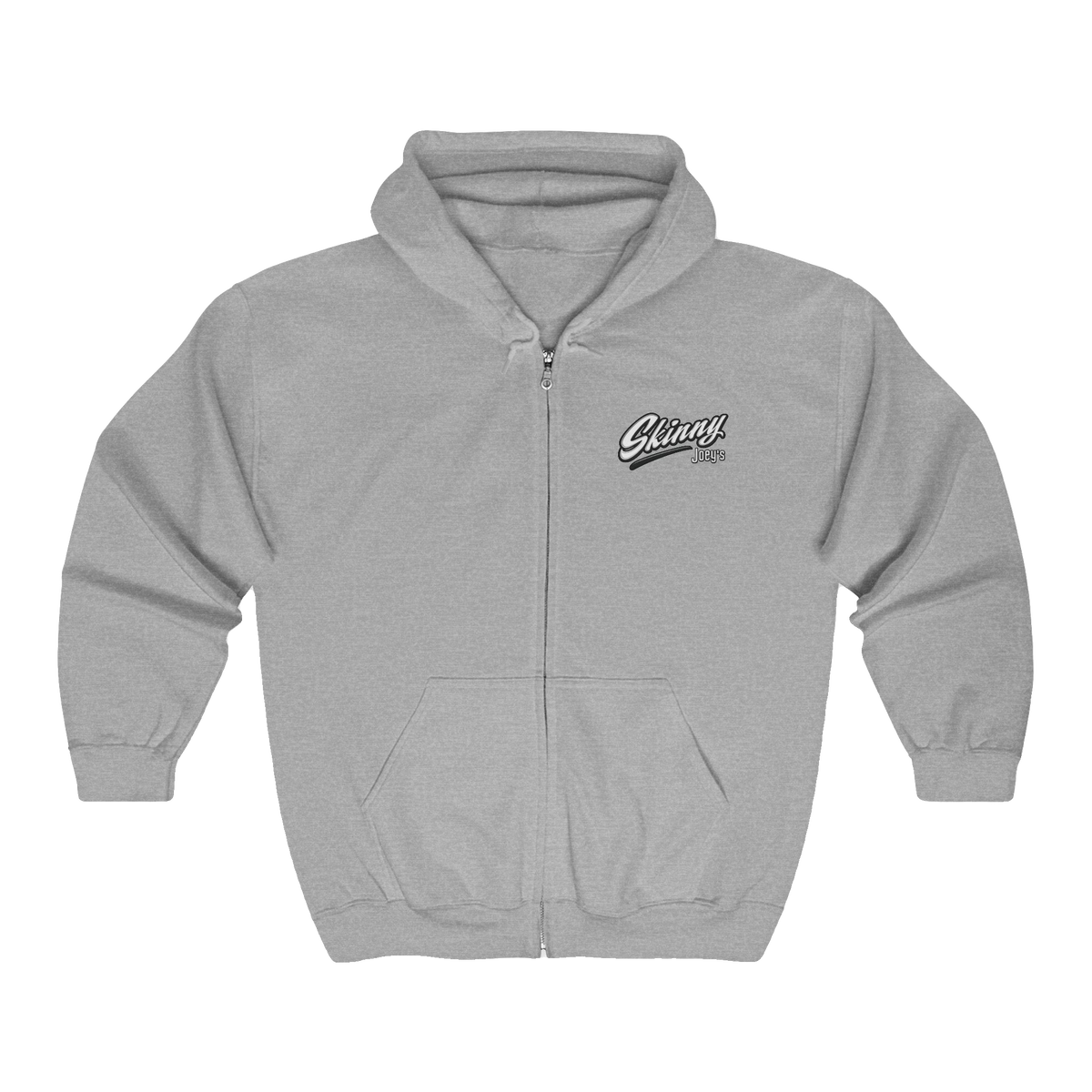 Skinny Joey's vintage script zip-up hoodie, Philly culture apparel