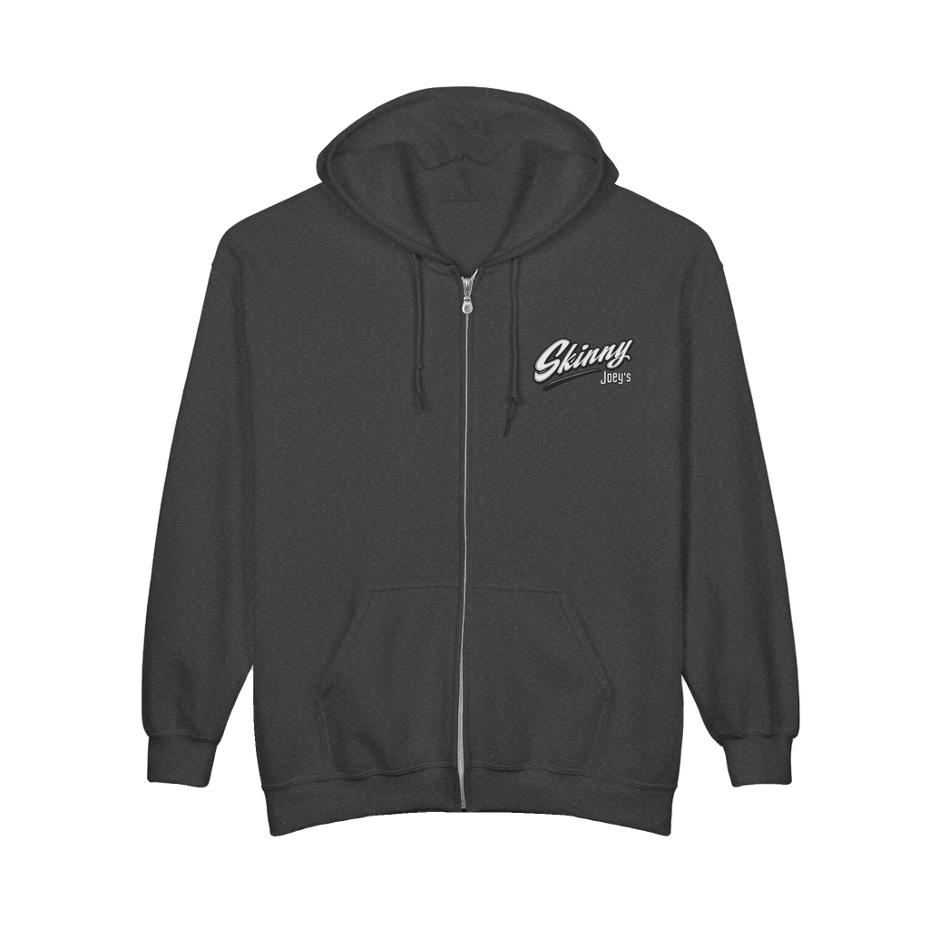 Skinny Joey's vintage script zip-up hoodie, The Skinny Podcast with Joey Merlino & Lil Snuff merch