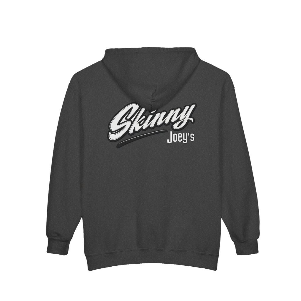 Skinny Joey's vintage script zip-up hoodie, South Philly streetwear