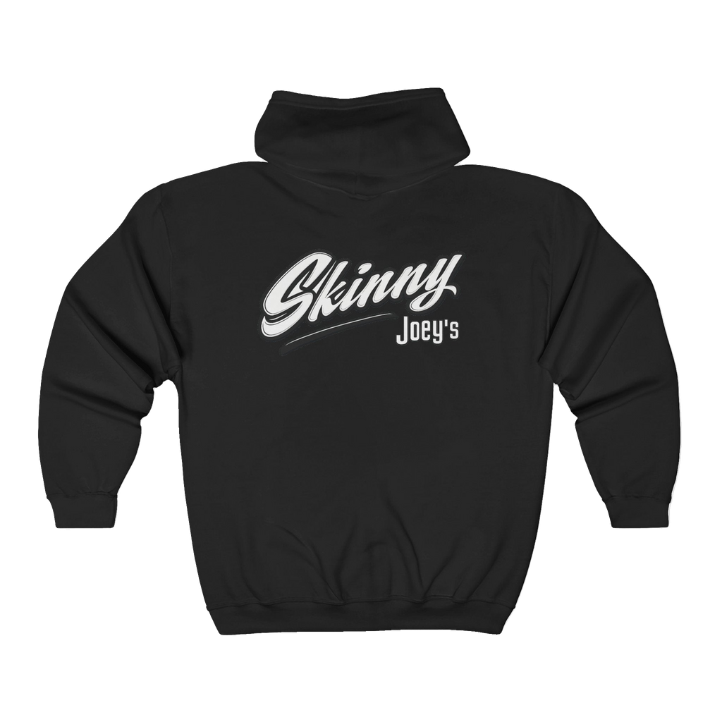 Skinny Joey's vintage script zip-up hoodie, Philadelphia streetwear