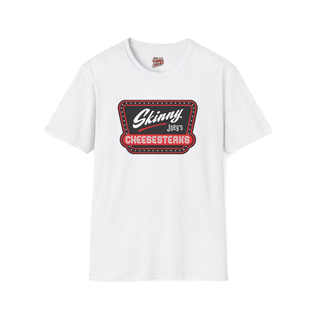 Skinny Joey's Cheesesteaks official tee in white, Philly culture apparel