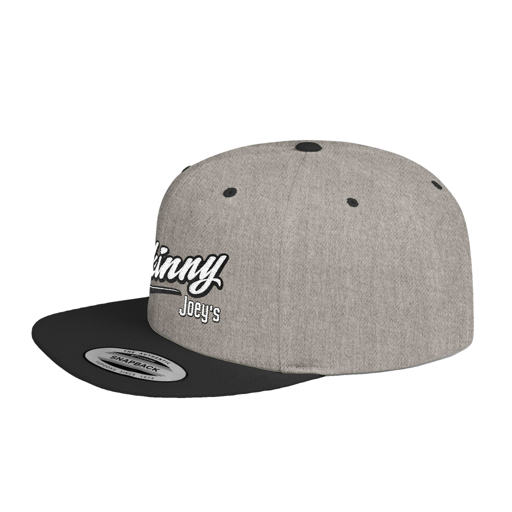 Skinny Joey's retro script flat bill snapback, gallery photo 16, The Skinny with Joey Merlino podcast merch