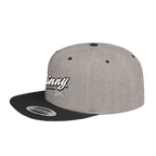Skinny Joey's retro script flat bill snapback, gallery photo 16, The Skinny with Joey Merlino podcast merch