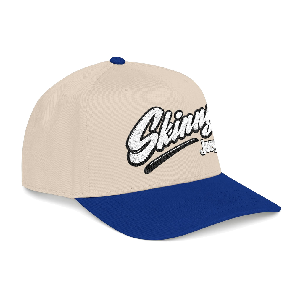 Skinny Jeans retro script two-tone cap, Skinny Joey's Cheesesteaks apparel