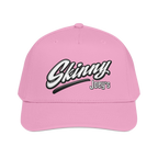 Skinny Joey's retro script mid-profile cap in pink, South Philly streetwear