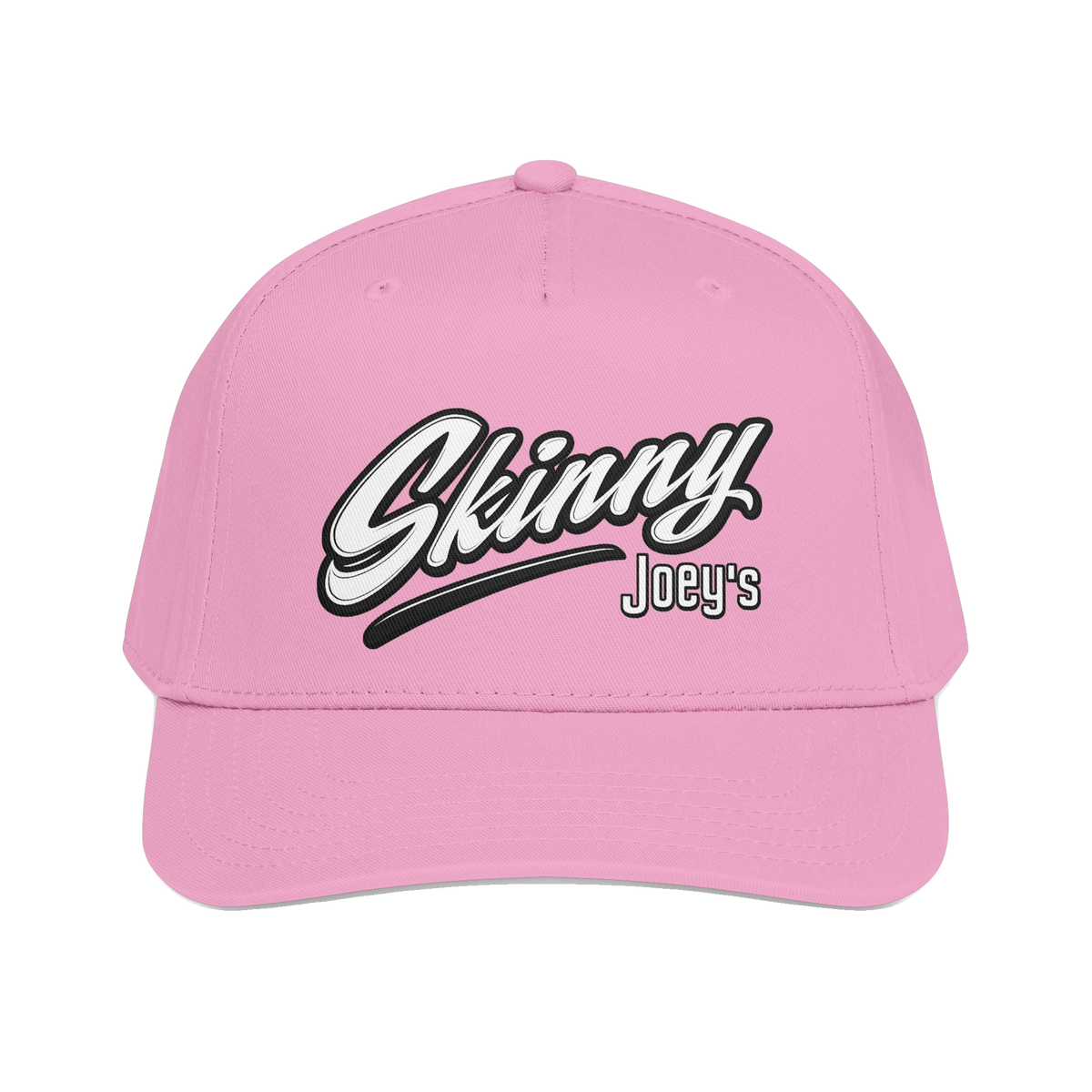 Skinny Joey's retro script mid-profile cap in pink, South Philly streetwear