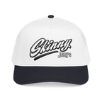 Skinny Joey's retro script mid-profile cap in black and white, Skinny Joey's Cheesesteaks apparel
