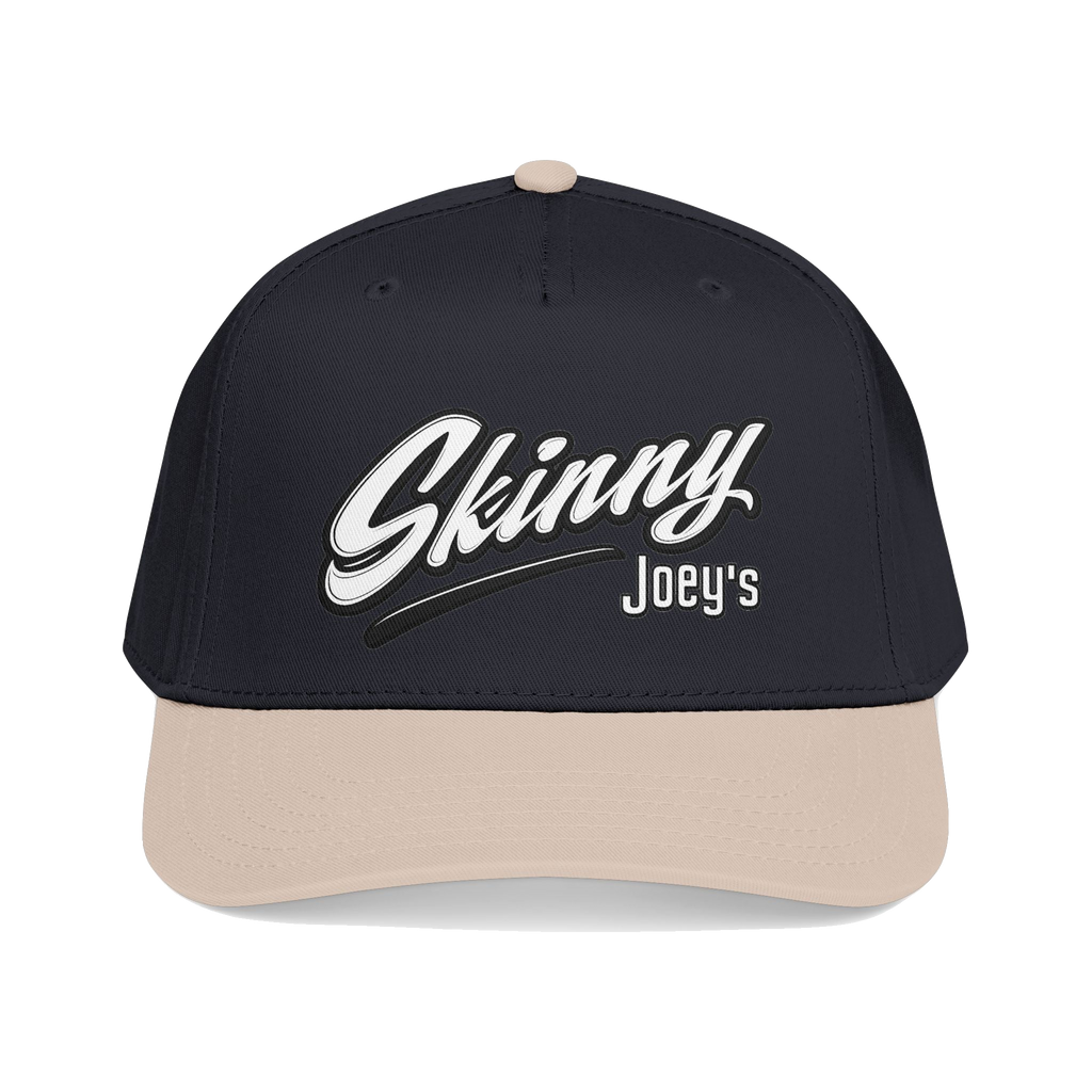Skinny Joey's retro script mid-profile cap in khaki and black, Italian American pride apparel