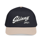 Skinny Joey's retro script mid-profile cap in khaki and black, Italian American pride apparel