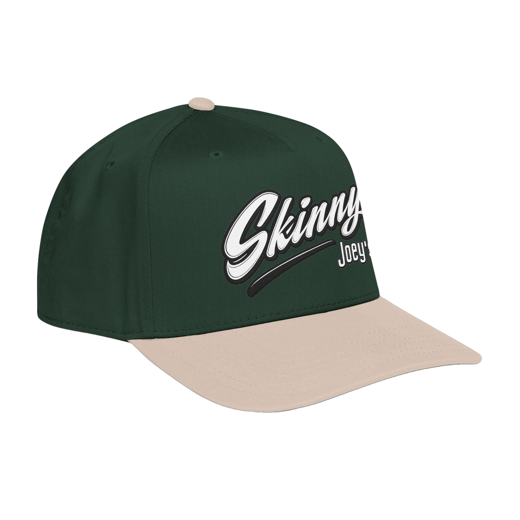 Skinny Joey's retro script mid-profile cap, The Skinny with Joey Merlino podcast merch