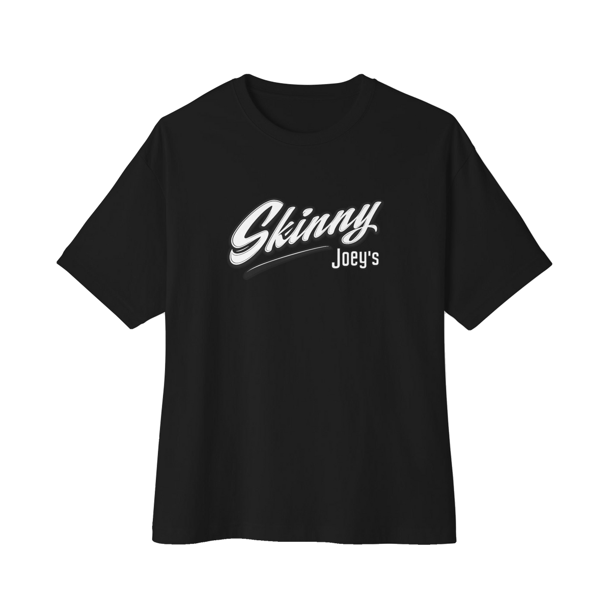We Can Go Anywhere oversized script tee in black, The Skinny Podcast with Joey Merlino & Lil Snuff merch