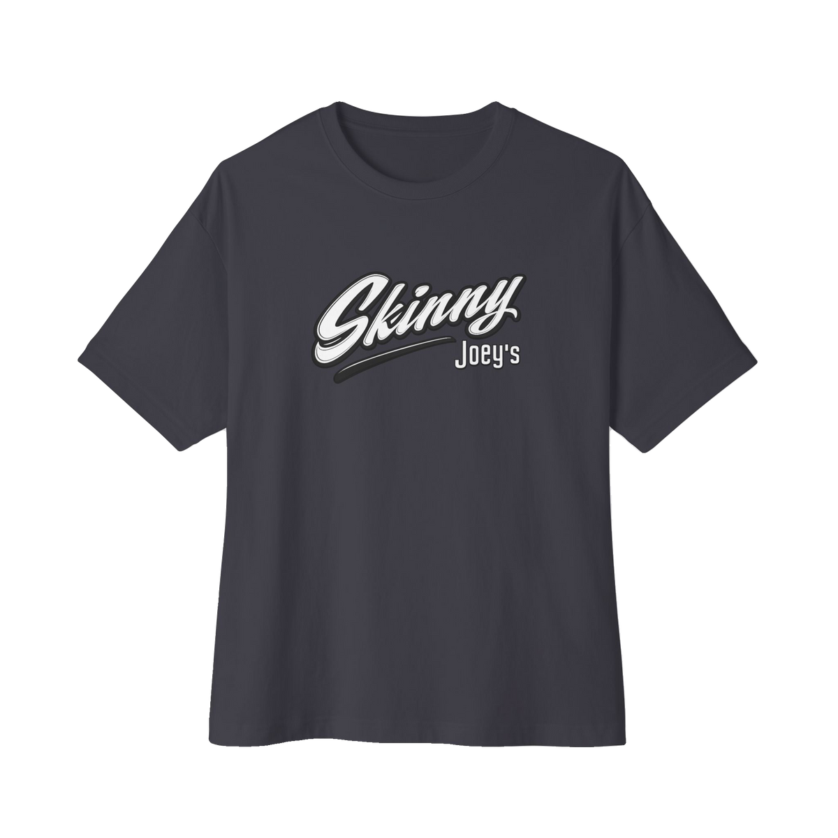 We Can Go Anywhere oversized script tee in dark grey, Philadelphia streetwear