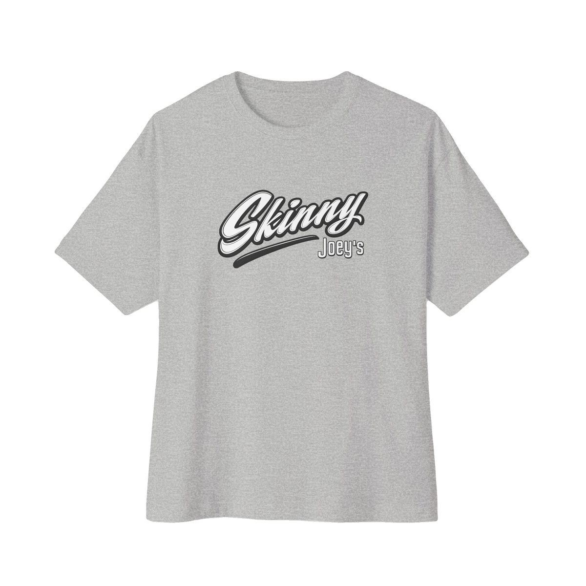 We Can Go Anywhere oversized script tee in athletic heather, The Skinny with Joey Merlino podcast merch