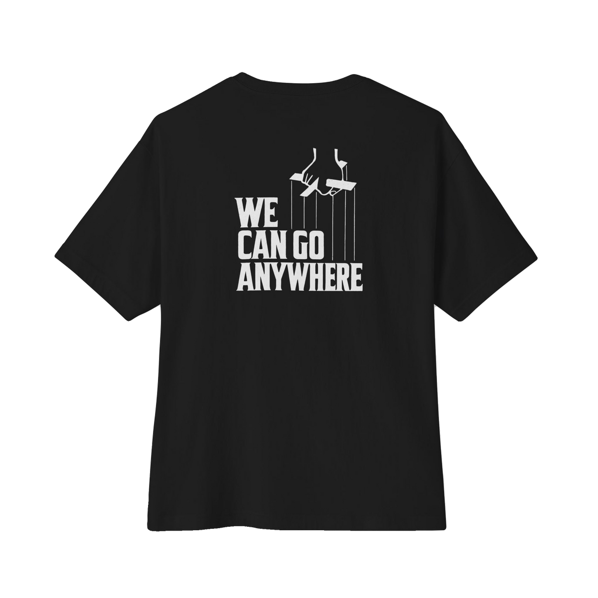 We Can Go Anywhere oversized script tee, Philly culture apparel