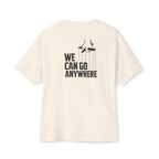 We Can Go Anywhere oversized script tee, Italian American pride apparel