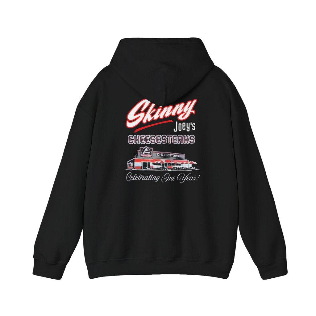 1 Year Anniversary logo pullover hoodie, Skinny Joey's Cheesesteaks apparel