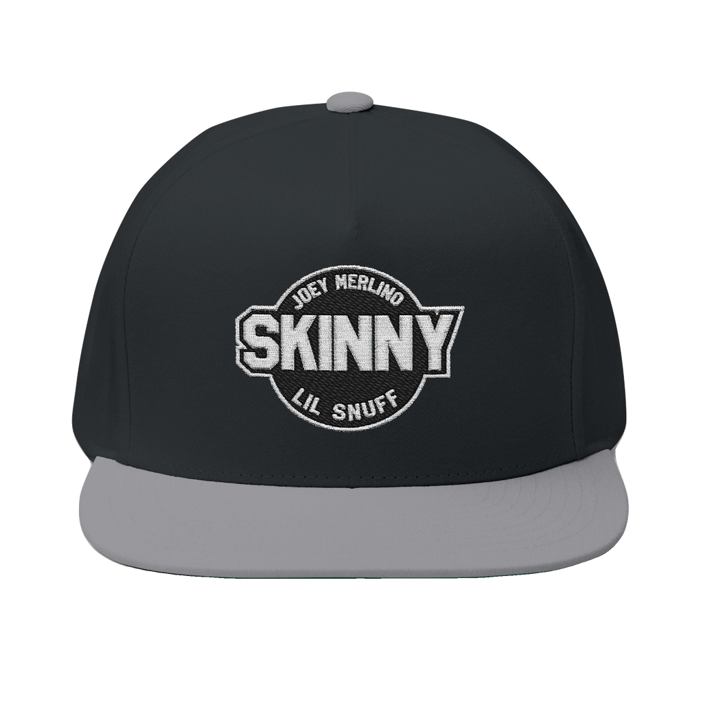 Skinny Joey Lil Snuff flat bill cap in black and grey, The Skinny Podcast with Joey Merlino & Lil Snuff merch
