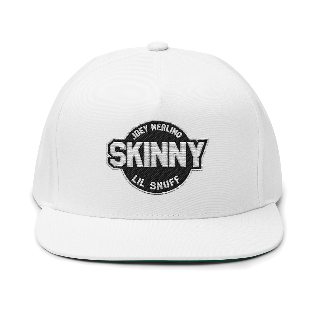 Skinny Joey Lil Snuff flat bill cap in white, Italian American pride apparel