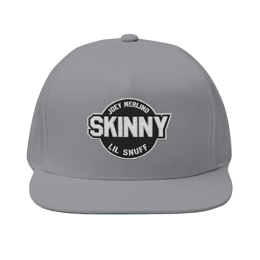 Skinny Joey Lil Snuff flat bill cap in grey, The Skinny with Joey Merlino podcast merch