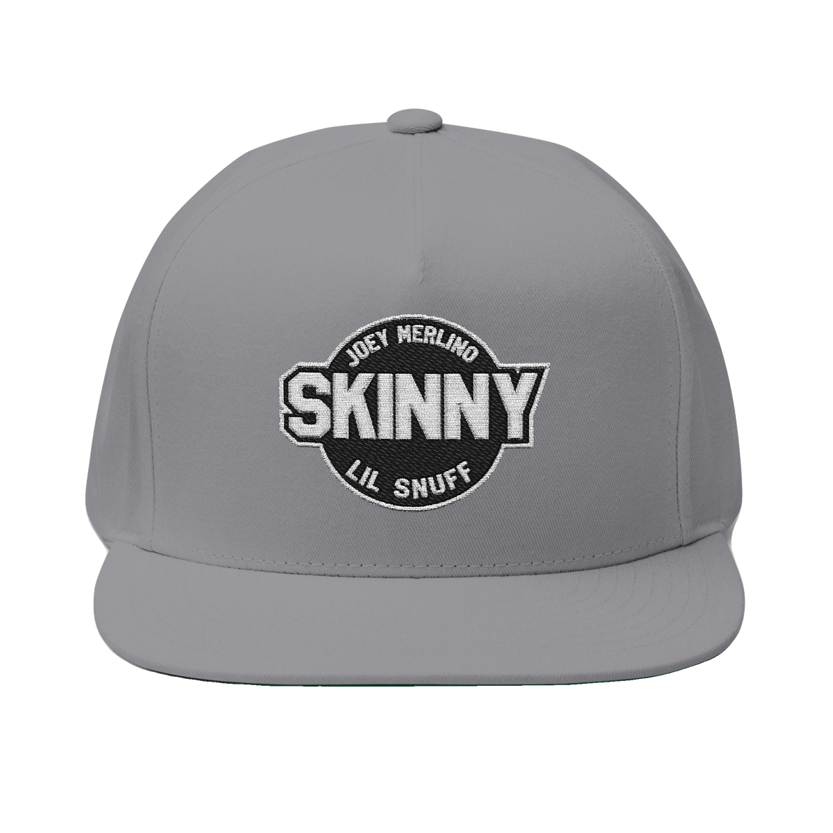 Skinny Joey Lil Snuff flat bill cap in grey, The Skinny with Joey Merlino podcast merch