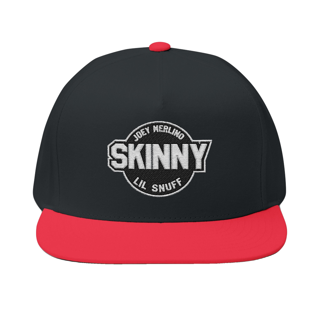 Skinny Joey Lil Snuff flat bill cap in black and red, Philly culture apparel