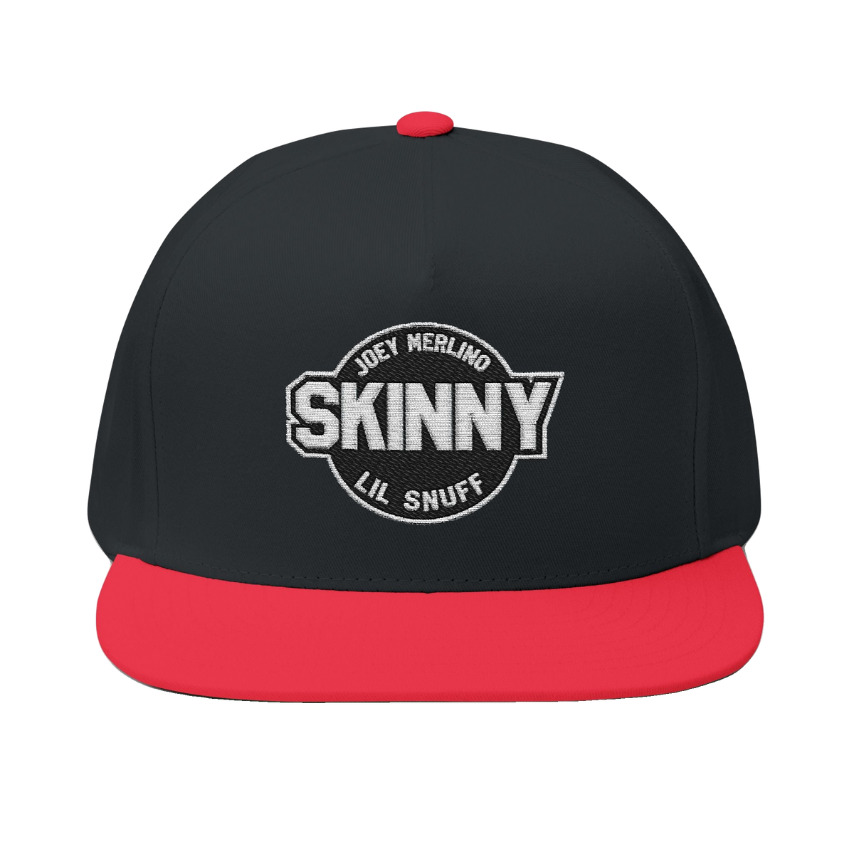 Skinny Joey Lil Snuff flat bill cap in black and red, Philly culture apparel