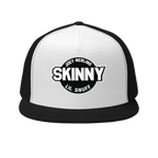 Skinny retro patch 5-panel trucker cap in black and white, Italian American pride apparel