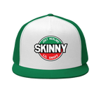 Skinny retro patch 5-panel trucker cap in kelly and white, Skinny Joey's Cheesesteaks apparel