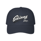 Skinny Joey's retro script dad cap in navy, Skinny Joey's Cheesesteaks apparel