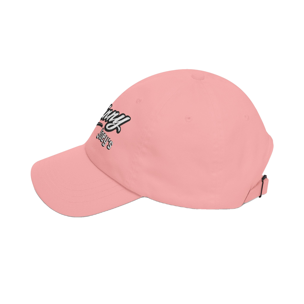Skinny Joey's retro script dad cap, The Skinny Podcast with Joey Merlino & Lil Snuff merch