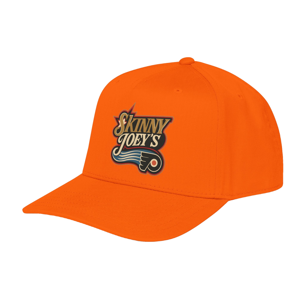 Philly Flyers snapback cap in neon orange, Skinny Joey's Cheesesteaks apparel