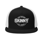 Skinny vintage logo trucker cap in black and white, South Philly streetwear